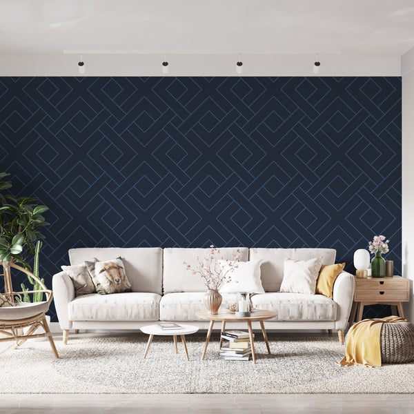 Geometric Wallpaper - Navy & Blue Geometric Design