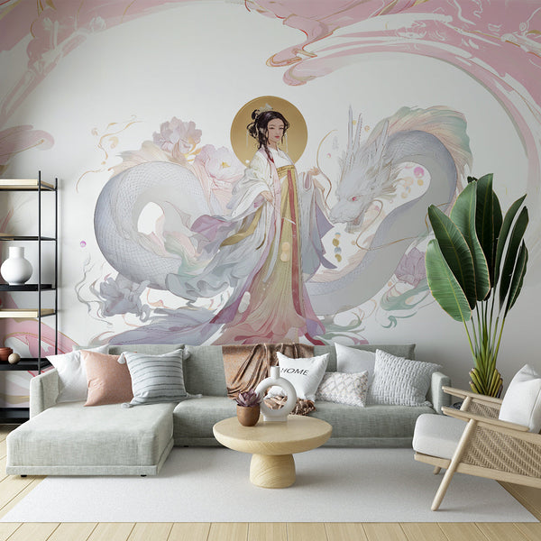 Mystic Dragon Wallpaper | Dreamlike Pastel Wall Mural