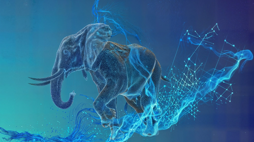 Digital Elephant Wallpaper | Futuristic Tech Wall Mural