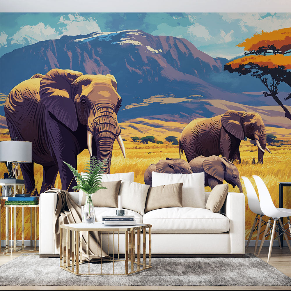 African Savanna Elephant Wallpaper | Safari Wall Mural