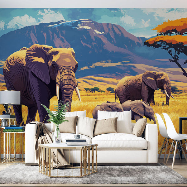 African Savanna Elephant Wallpaper | Safari Wall Mural