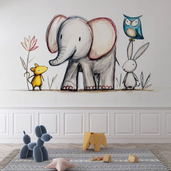 Fun Animals Wallpaper | Colorful Cartoon Illustration