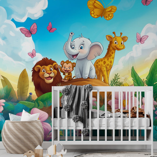 Jungle Animals Wallpaper | Colourful Kids Wall Mural