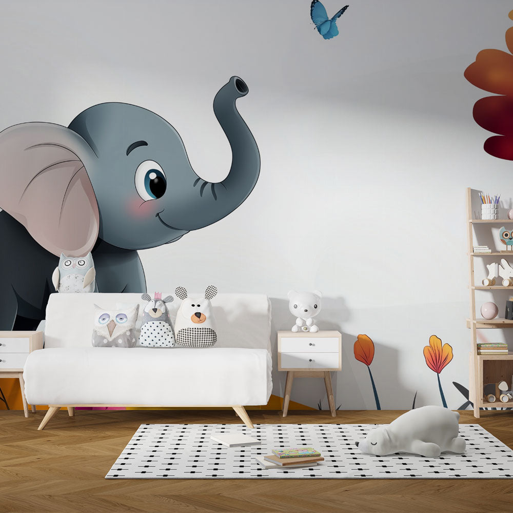Elephant Wallpaper | Kids Wall Mural with Butterfly