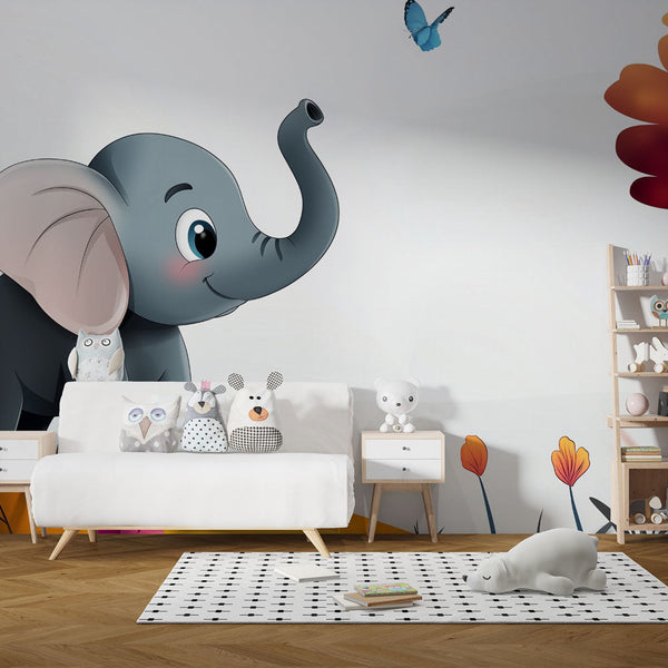 Elephant Wallpaper | Kids Wall Mural with Butterfly