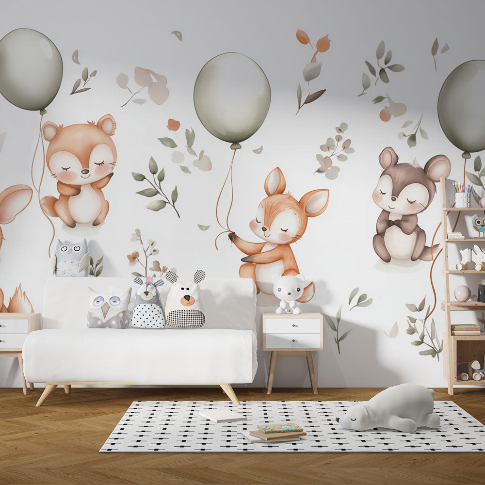 Cute animals wallpaper | Enchanting children's wall mural