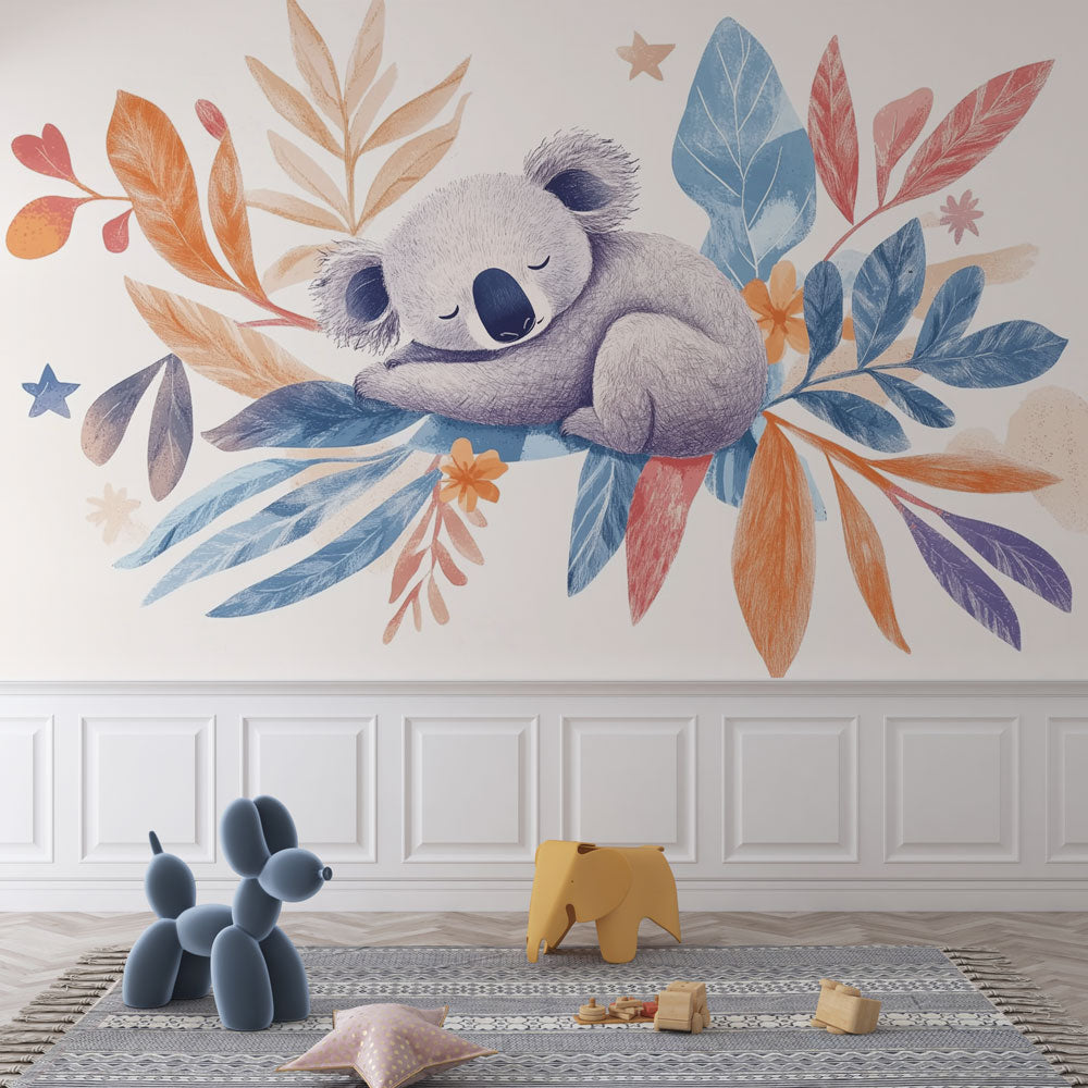 Koala wallpaper | Cute colorful illustration wall mural