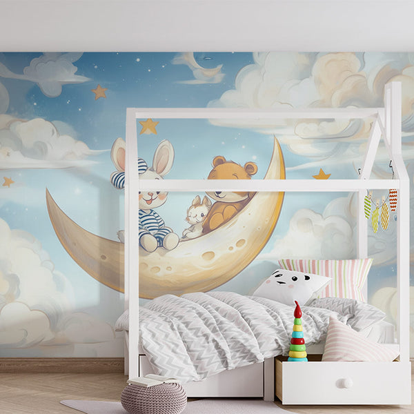 Kids Wallpaper | Sweet Dreams Moon Animals Wall Mural