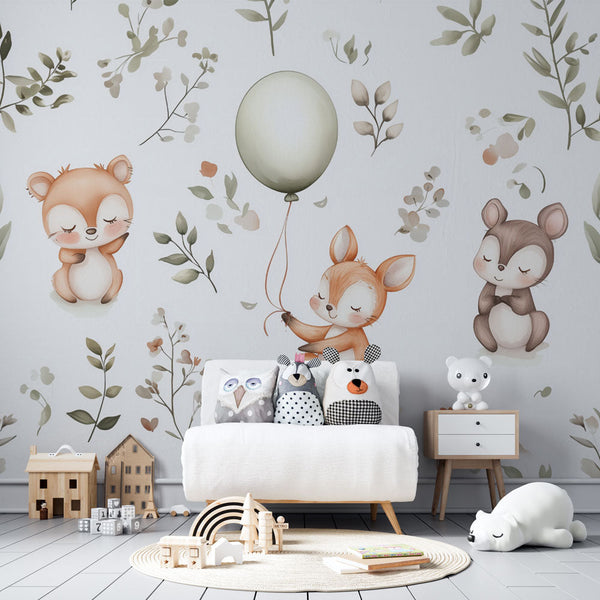 Forest animals wallpaper | Adorable children's wall mural