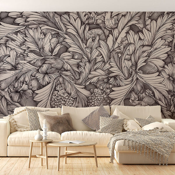 Botanical Wallpaper | Black and White Graphic Design