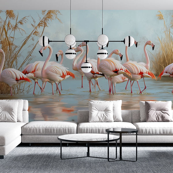 Pink Flamingo Wallpaper | Serene Nature Wall Mural