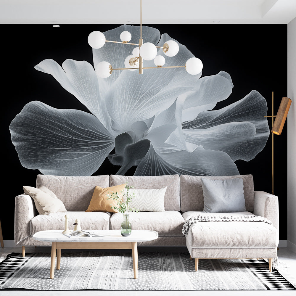 Black White Flower Wallpaper | Timeless Wall Mural