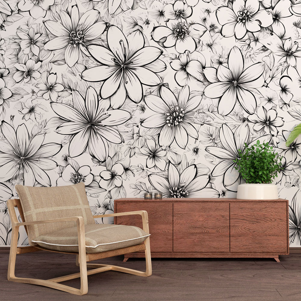 Floral Wallpaper - Design En Black and White