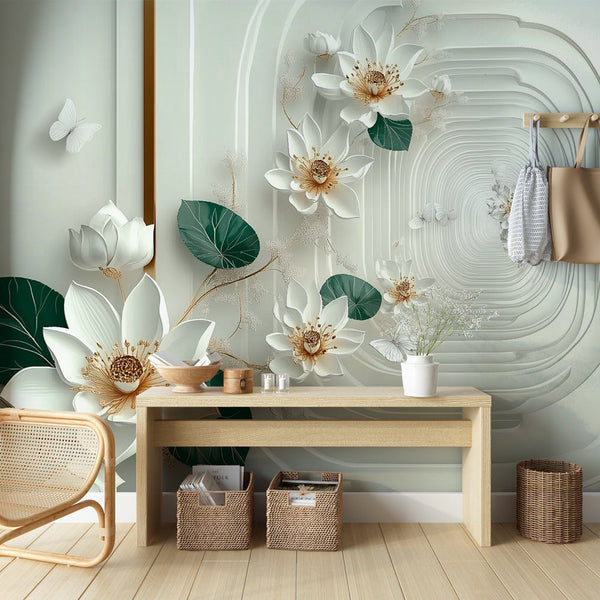 3D Floral Wallpaper | Butterfly Elegance Mural