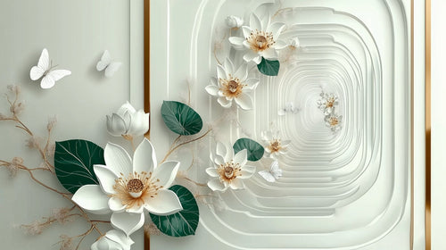 3D Floral Wallpaper | Butterfly Elegance Mural