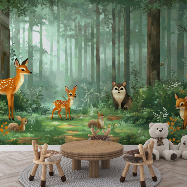 Enchanted Forest Wallpaper | Woodland Animals Mural