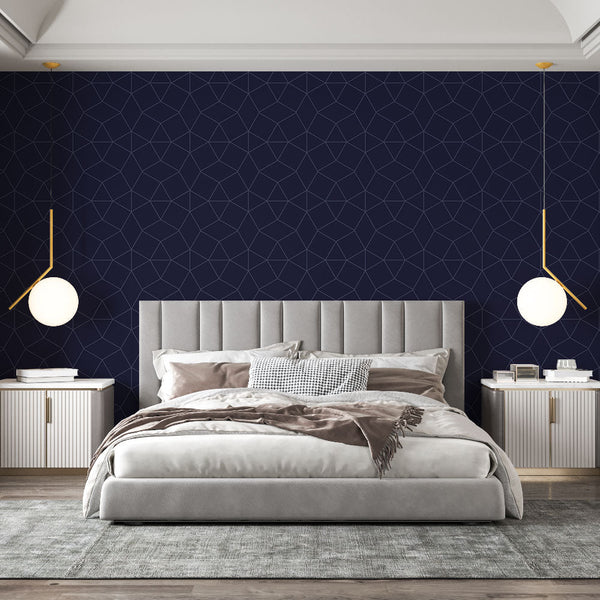 Elegant blue geometric pattern wallpaper