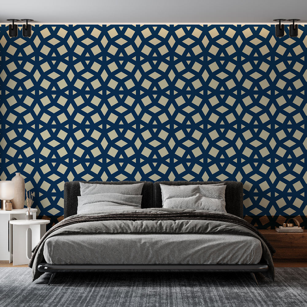 Modern blue geometric pattern wallpaper