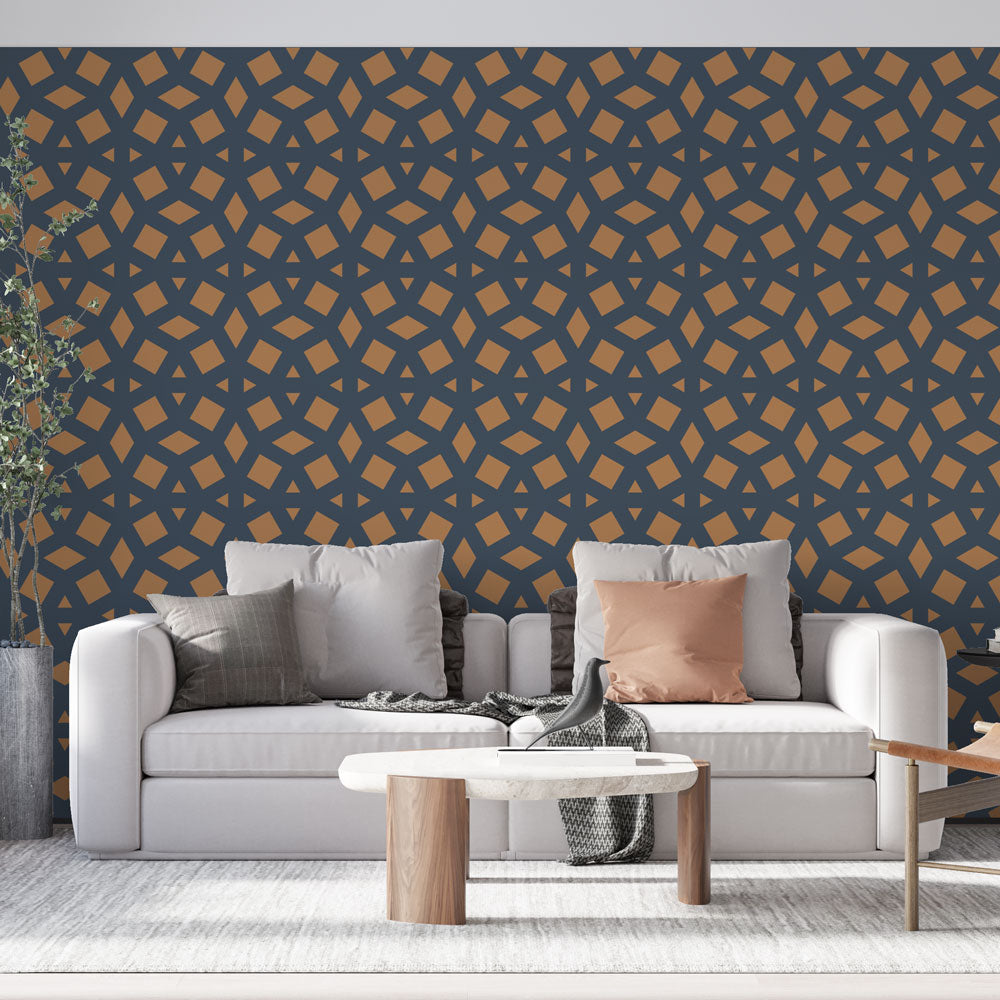 Modern blue geometric pattern wallpaper