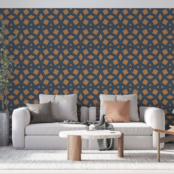 Modern blue geometric pattern wallpaper