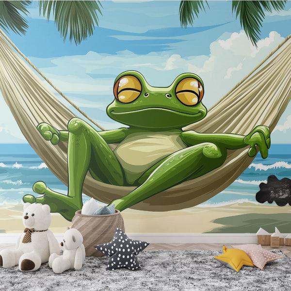 Relaxing Frog Wallpaper | Tropical Beach Vibe Wall Mural