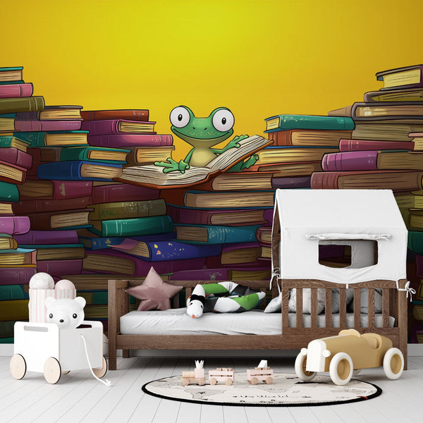 Frog Reader Wallpaper | Playful Adventure Wall Mural