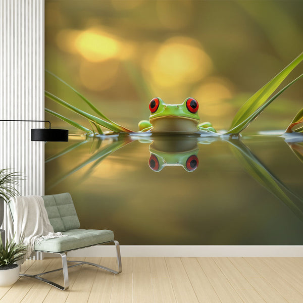 Frog wallpaper | Aquatic reflection nature wall mural