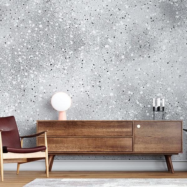 Splatter Wallpaper | Modern Black and White on Gray