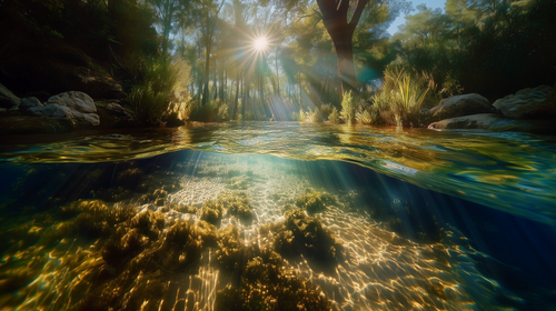 Aquatic Nature Wallpaper | Sunlit Underwater Wall Mural
