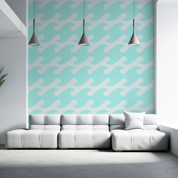 Wave wallpaper | Turquoise white marine wall mural
