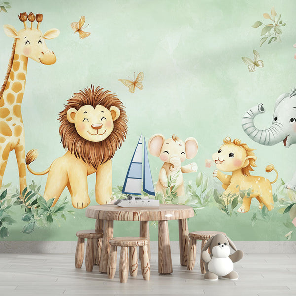 Safari Animals Wallpaper | Playful Kids Wall Mural