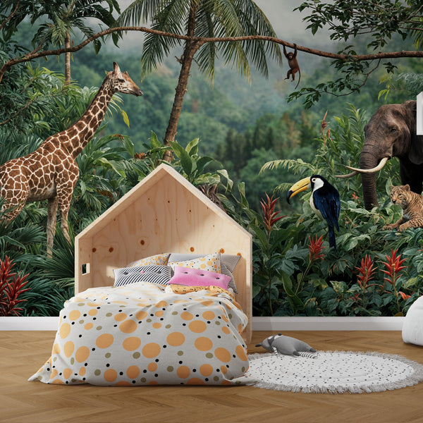 Jungle Animals Wallpaper | Exotic Wildlife Wall Mural