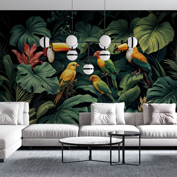 Toucan and Parrot Wallpaper | Vibrant Exotic Wall Mural