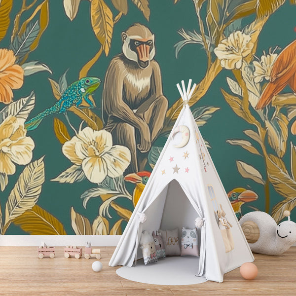 Exotic Animals Wallpaper | Tropical Colourful Wall Mural