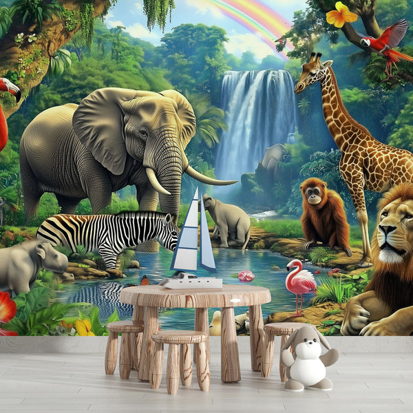 Jungle Animals Wallpaper | Exotic Vibrant Wall Mural