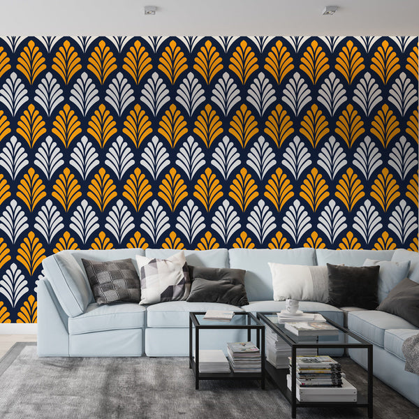 Art Deco Wallpaper - Navy & Blue Vintage Design