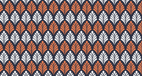 Art Deco Wallpaper - Orange & White Vintage Design