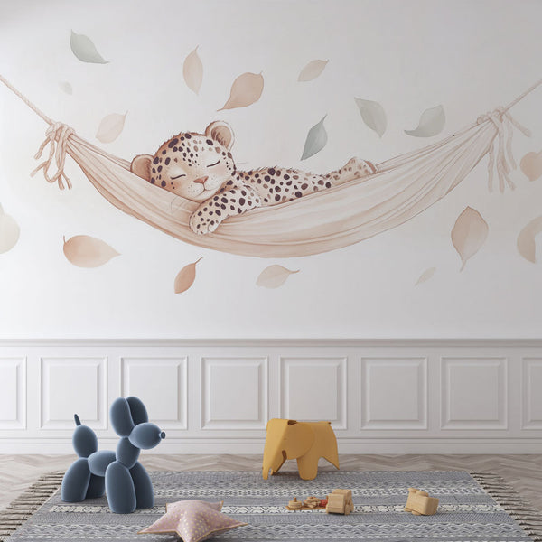 Baby Leopard Wallpaper | Soft Soothing Nursery Wall Mural