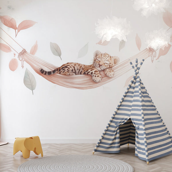 Kids Wallpaper | Baby Leopard on Hammock Wall Mural