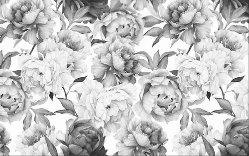Bathroom Wallpaper | Vintage Black and White Floral Mural