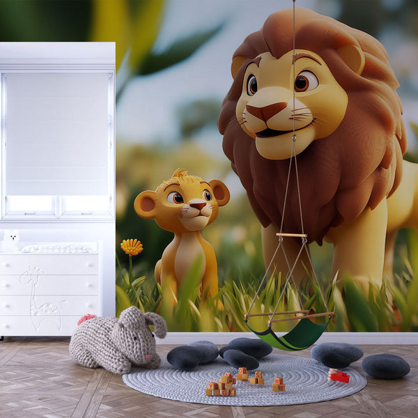 Lion Cub Wallpaper | Warm Family Jungle Scene