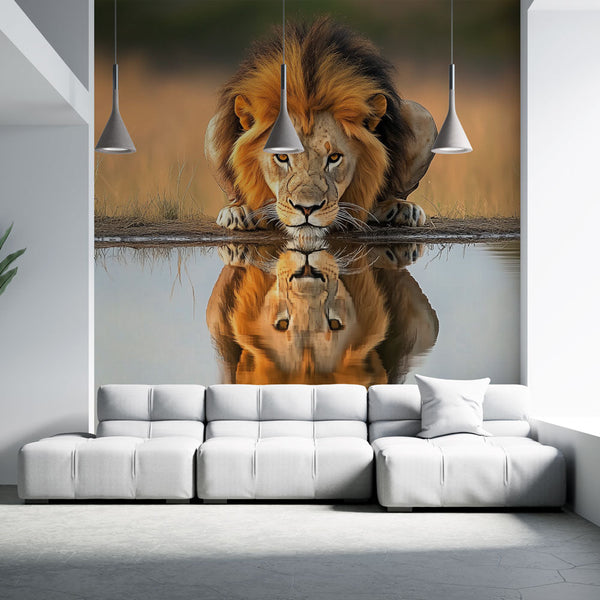Wild Lion Wallpaper | Majestic Reflection Wall Mural