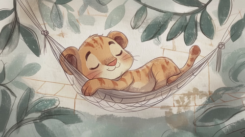 Baby Lion Wallpaper | Peaceful Jungle Rest Wall Mural