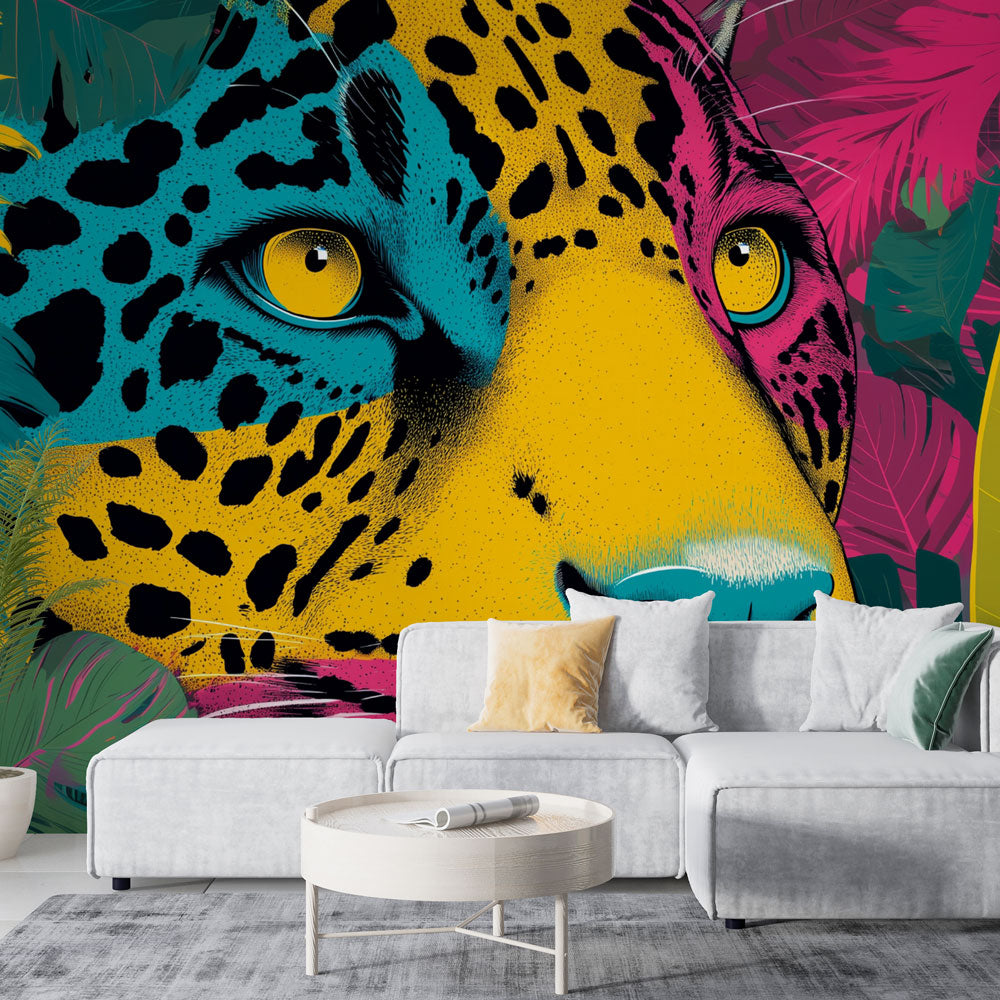 Leopard Wallpaper | Wild Colorful Tropical Art Mural
