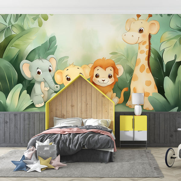Jungle Animals Wallpaper | Watercolour Safari Wall Mural