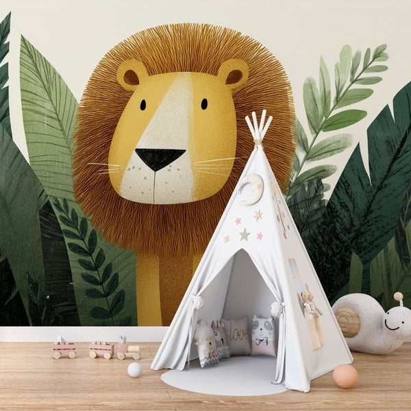 Lion Wallpaper | Playful Kids' Jungle Wall Mural