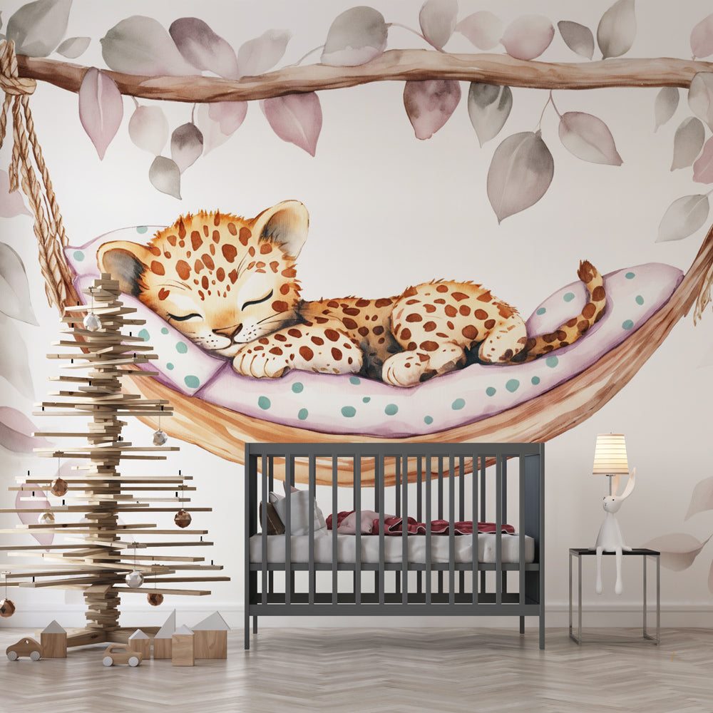 Animal Wallpaper | Baby Cheetah in a Hammock Wall Mural