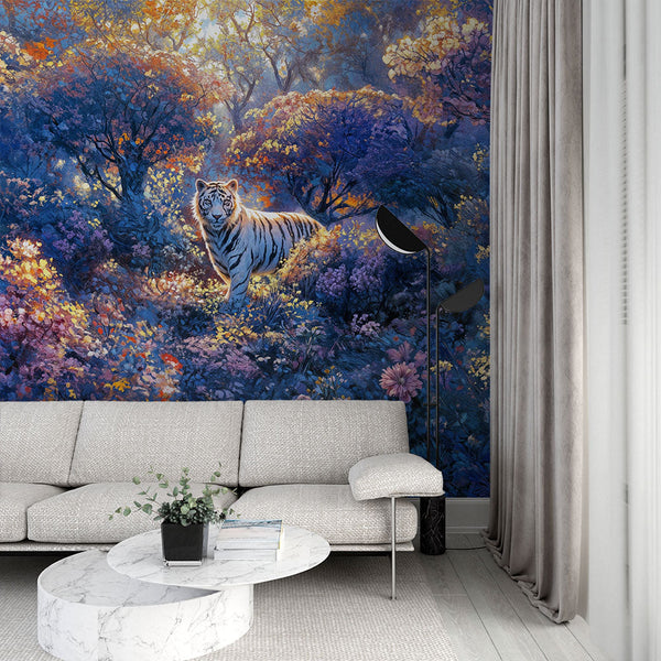 Fantasy Tiger Wallpaper | Dreamlike Floral Jungle