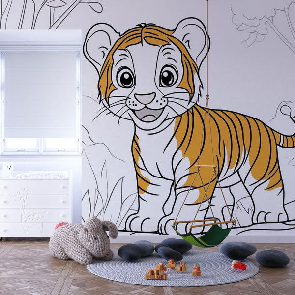 Tiger Wallpaper | Adorable Cub Jungle Wall Mural Decor
