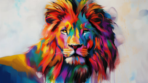 Colorful Lion Wallpaper | Vibrant Art Wall Mural Decor